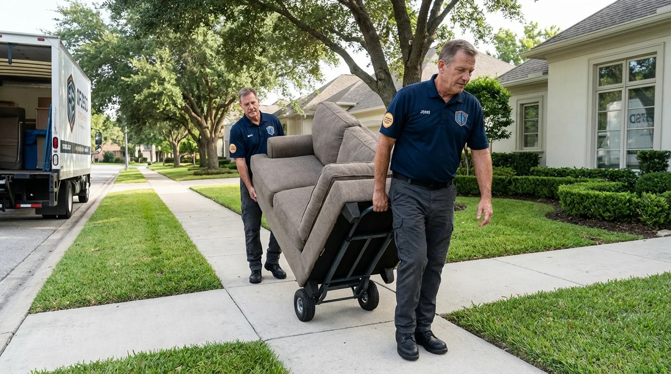 Local residential moving crew loading furniture in Chittenango, NY